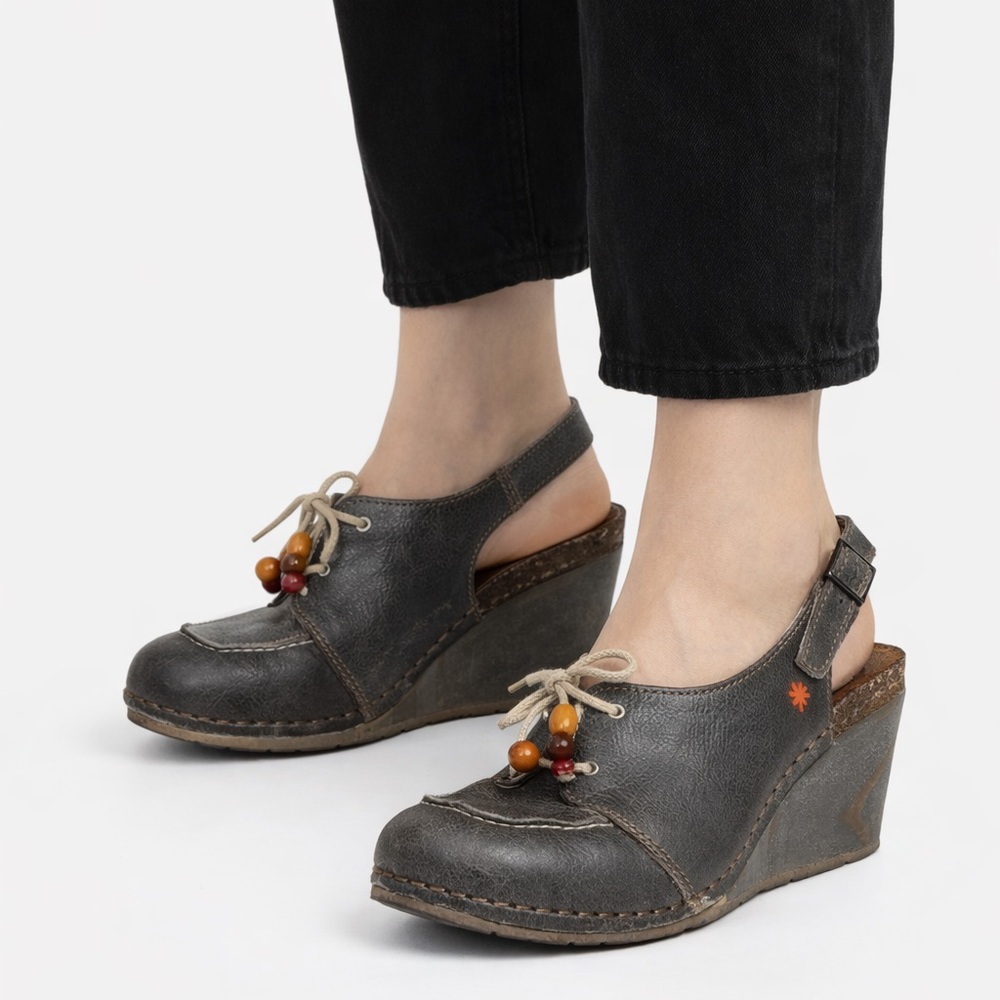 ART The Art Company Leather Wedge Sandals EU 39 Boho Comfort Shoes